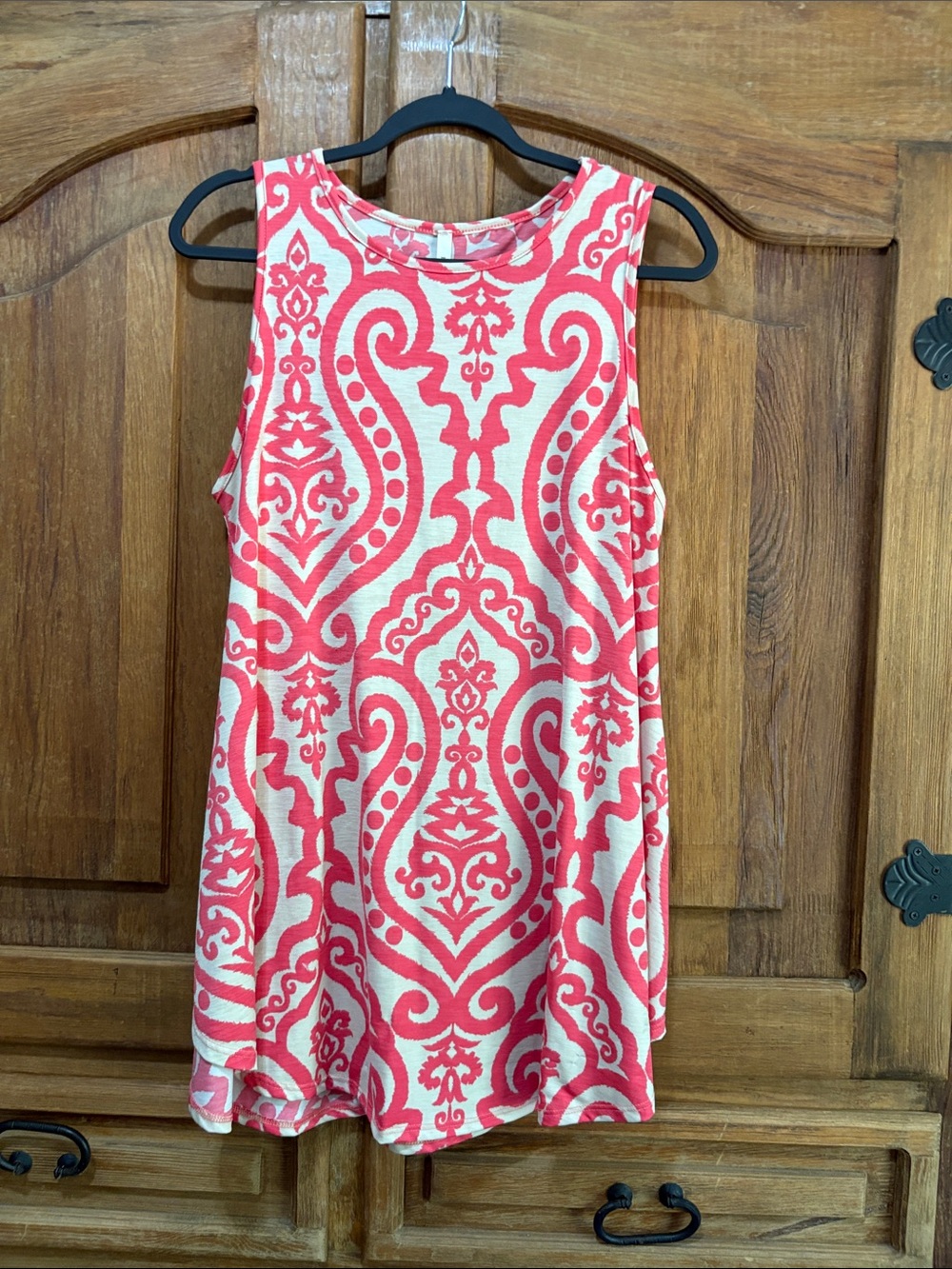 Bellamie Coral and Cream Decorative Print Tank